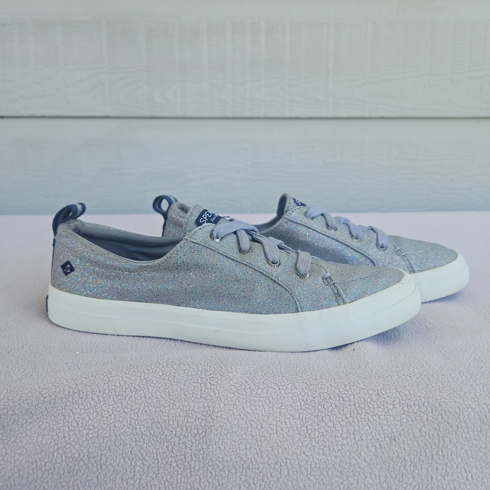 Sperry Top-Sider Crest Vibe Sneaker Women SZ 8.5 Grey Canvas Sparkle Low Boat